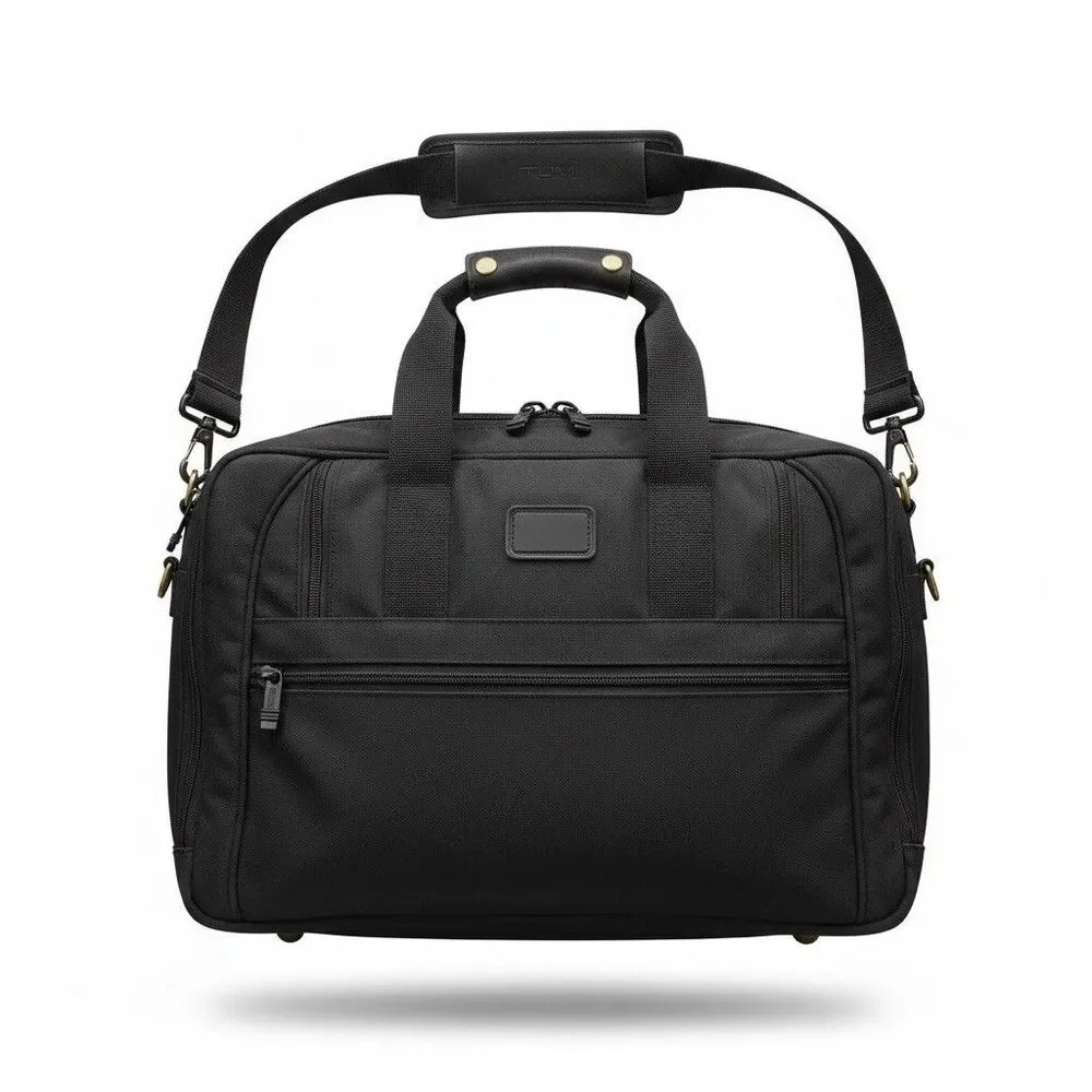 Tumi Alpha Ballistic Nylon Briefcase Weekender Black Multiple Pockets w/ Strap